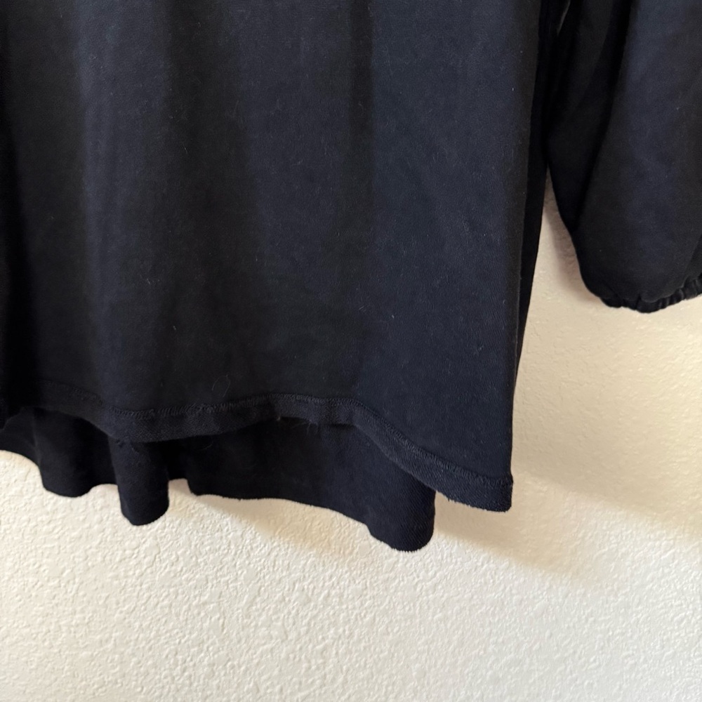 POL Black Thick Knit Hooded 3/4 Quarter Sleeve Sweatshirt Medium - Picture 4 of 11